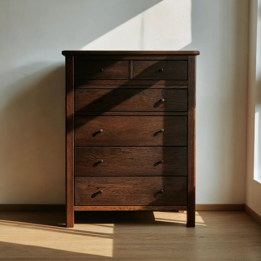 Chest of Drawers Wooden 90x45x120 cm - Dark Brown - Classic Design