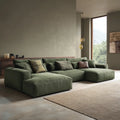 Sectional Sofa Fabric Upholstered 300x200x75 cm - Olive Green - Modern Design