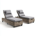Outdoor Patio Recliner Set - Wicker Adjustable 200x70x35 cm - Gray
