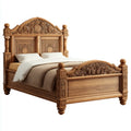 Double Bed - Solid Wood Frame with Intricate Carvings - 200x160x140 cm - Vintage Style